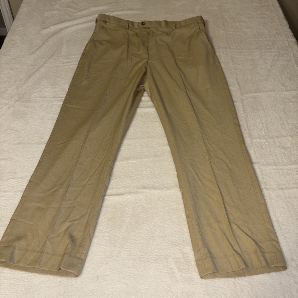 David Taylor Collection Men's Khaki Dress Pants 36x30 Flat Front Stretch